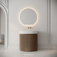 Rotunda Fluted Vanity Unit & Stone Basin 800mm Smoked Oak